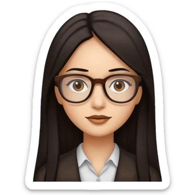 Cabelo preto liso olhos castanho cor da pele parda óculos mulher cabelos compridos sticker