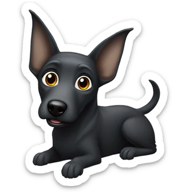 a black dog with long erect ears like an elf, gray hair on its muzzle sticker