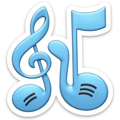 Emoji-style music note with two smaller music notes, rounded and playful, soft shading - playing music on repeat sticker
