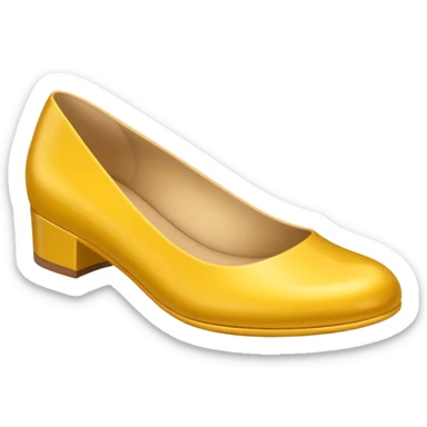 A 3D cartoon golden-yellow flat shoe with rounded toe and simple chic design, glossy finish, isolated background, Memoji-style. sticker