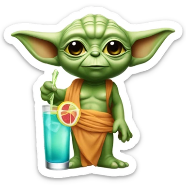 Yoda with a martini in a bikini sticker