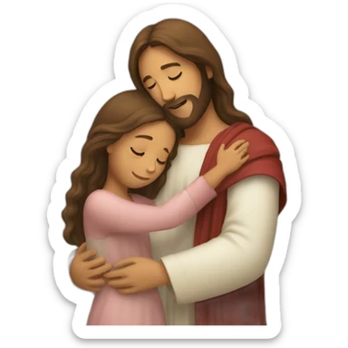 Jesus hugs a girl sticker