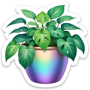 pastel pothos in iridescent pot sticker
