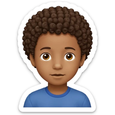 Black 6 year old boy with curly brown hair sticker