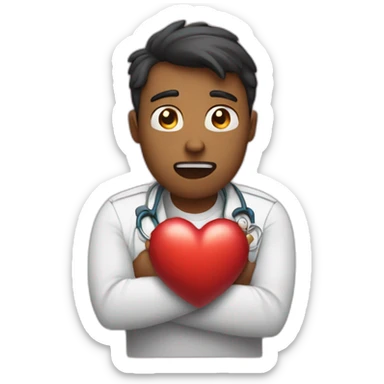man clenching his heart as if he is having a heart attack sticker