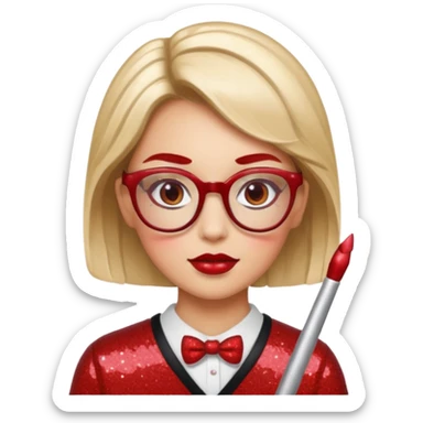 glitter red nerd sticker