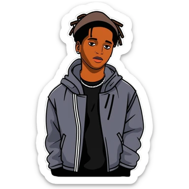 ASAP Rocky with his signature style and fashion sticker