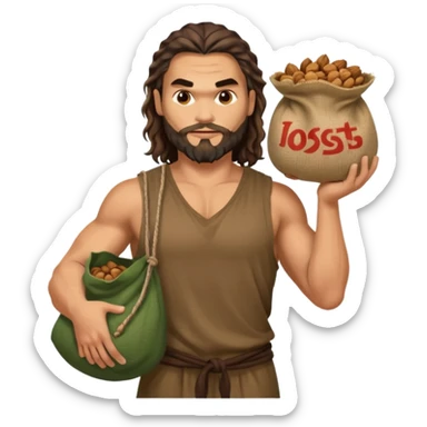Jason mamoa holding a sack of nuts sticker