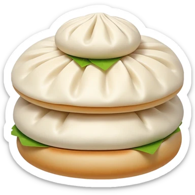 Tianjin Goubuli Baozi steamed buns with pinched top, simplified emoji style with bold outlines and bright colors, cartoon style northern Chinese specialty sticker