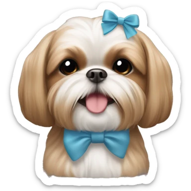 light brown shihtzu with a bow in her head smiling sticker
