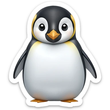 cinematic-cute-emperor-penguin-portrait-emoji,-head-tilted-playfully-and-inquisitively,-with-glossy,-pristine-plumage-accented-by-a-bright-beak-and-round,-sparkling-eyes-filled-with-curiosity,-simplified-yet-irresistibly-adorable-features zoomed into the face sticker