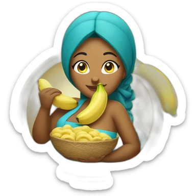 a Moroccan curvy woman eating banana sticker