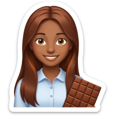 Chica morena de pelo largo cobrizo chocolate de ojos cafés claros y sonrisa linda  sticker