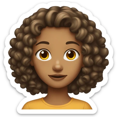 Tan skinned girl around 12 with brunette medium length curly hair sticker