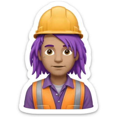 construction worker heavy dreadlocked purple haired man  sticker