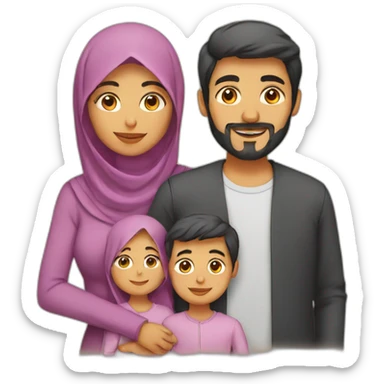 Muslim family with two sons and new born sticker