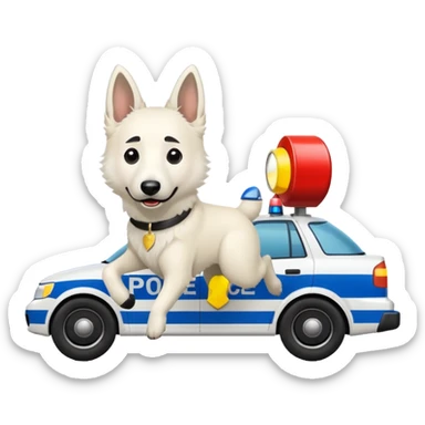 White belgian Shepard Fleeing from police car sticker