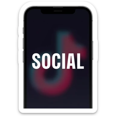 iPhone with the word "SOCIAL" on the screen, looking like TikTok sticker