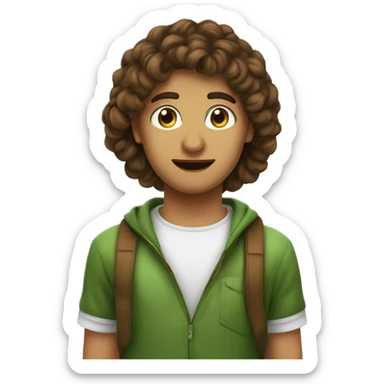 un ragazzo con una ragazza abbracciati lei con i capelli ricci e occhi verdi lui capelli lisci e marroni e occhi verdi sticker