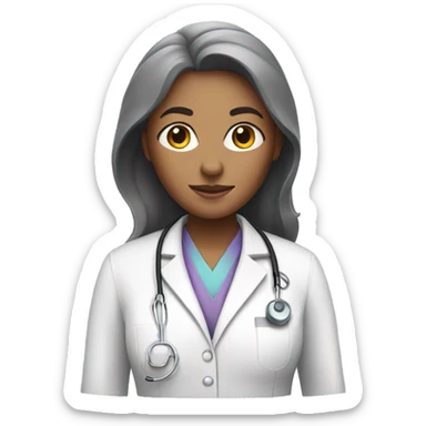 Female doctor with a light purple scrub sticker