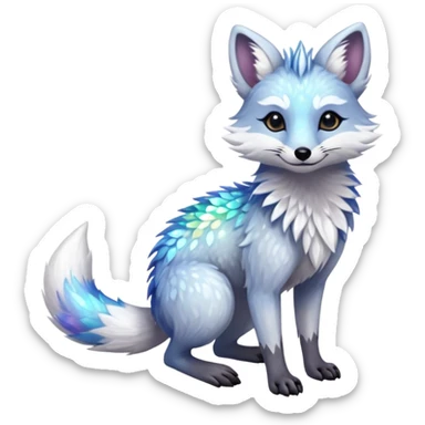 Planted Flossy Floral Icy Snowy Glacial Sparkle colorful iridescent white Fox-Numbat-Sergal-Lykoi-hybrid-fusion-animal-creature sticker
