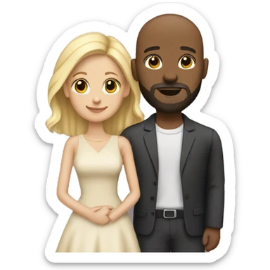 Love interracial couple bald black male with beard blonde female sticker