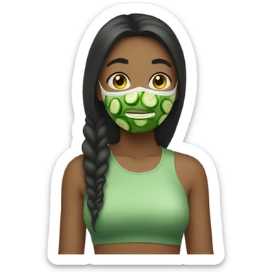 Girl whit mask from cucumbers sticker