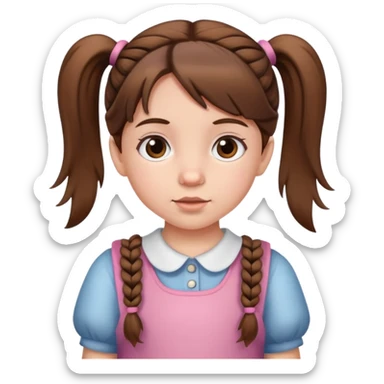 Little girl with brown hair and pigtails  sticker