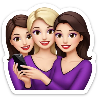 Glam girls in a group of 3 friends , taking a selfie  sticker
