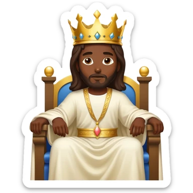 Dark skin Jesus on his heavenly Throne with just a Gold crown sticker