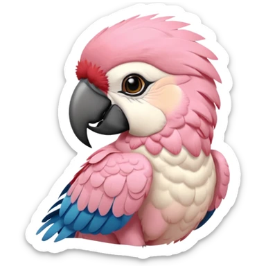 White and light pink coquette macaw with light pink aesthetic coquette bows  sticker