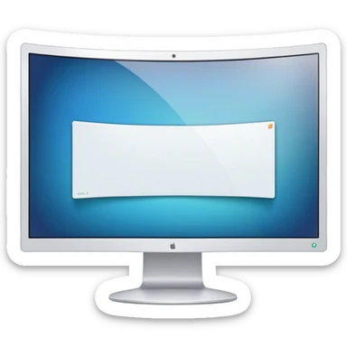 Create a professional emoji for UX/UI design. Show a curved monitor with 2 windows : one displaying white empty page, and the other showing the completed web interface. Use modern, professional colors. Do not include any emojis or smiley faces. Make the background transparent. sticker