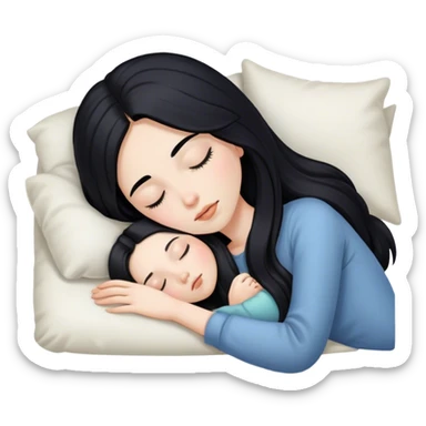 pale girl with long black hair sleeping  sticker
