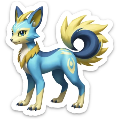 Feral Quadrupedal Digitigrade Meloetta-Luxray-Renamon-Manectric-fusion-hybrid-creature, full body  sticker