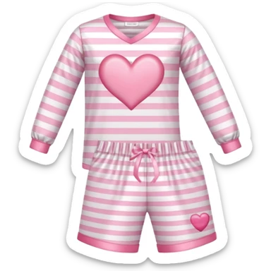 Satin baby pink and white striped pajamas with a pink heart on the pocket sticker