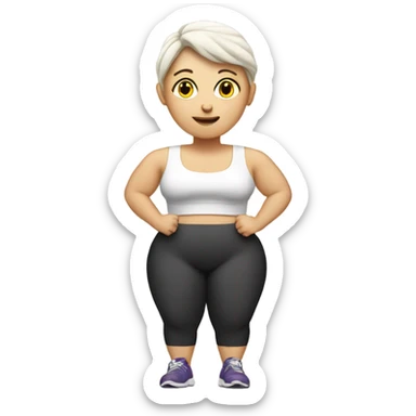 White lady working out with lots of weight sticker
