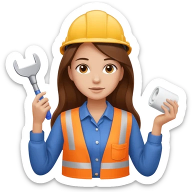 beautiful girl with long brown hair constructing new bathroom sticker