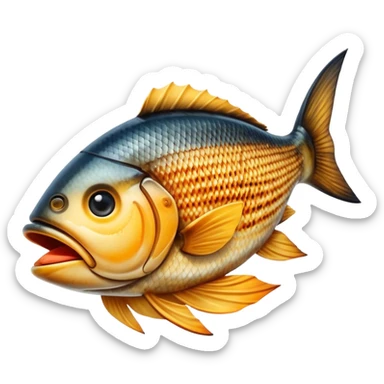 Gradele Cinematic Realistic Gradele Dish Emoji, depicted as 2 perfectly grilled fish with prominent grill marks and a smoky finish, rendered with vivid textures and dynamic, natural lighting. sticker