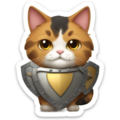 Fat calico cat with a shield  sticker