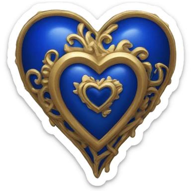 Royal blue and gold heart sticker