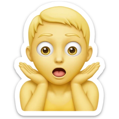 yellow face emoji with hands around its own neck, eyes bulging, mouth open, showing self-choking expression sticker