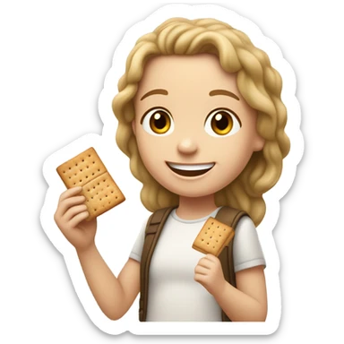White Girl eating graham crackers  sticker