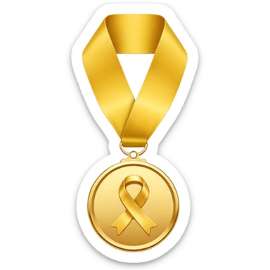 JUST THE CIRCLE  golden medal with a glossy finish, featuring a central gold awareness ribbon symbol sticker