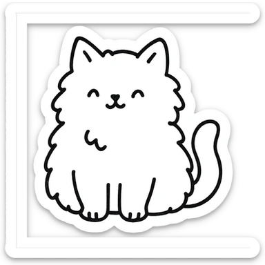 cute fluffy cat hand drawn outlined icon sticker