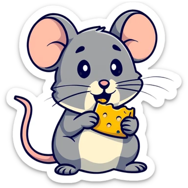 cartoon mouse jerry eating cheese sticker