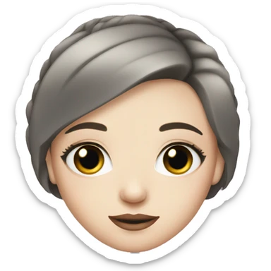 short hair brunette girl with makeup and grey eyes and pale skin  sticker