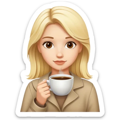 blonde girl with cup of coffee  sticker