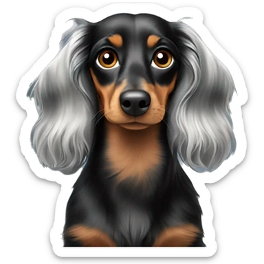 Long haired black merle dachshund  sticker