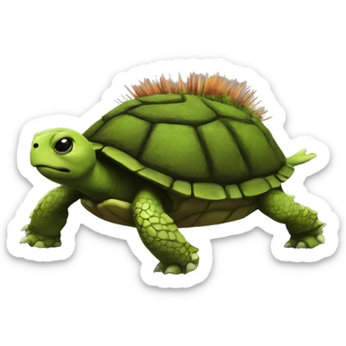 Punk rock turtle with mohawk made from moss sticker