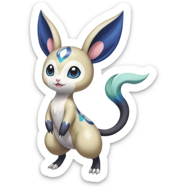 Colorful Skilled Adept Graceful Asian Painted Meloetta-Minccino-Absol-Emolga-Pachirisu-fusion-hybrid-creature (full body) sticker